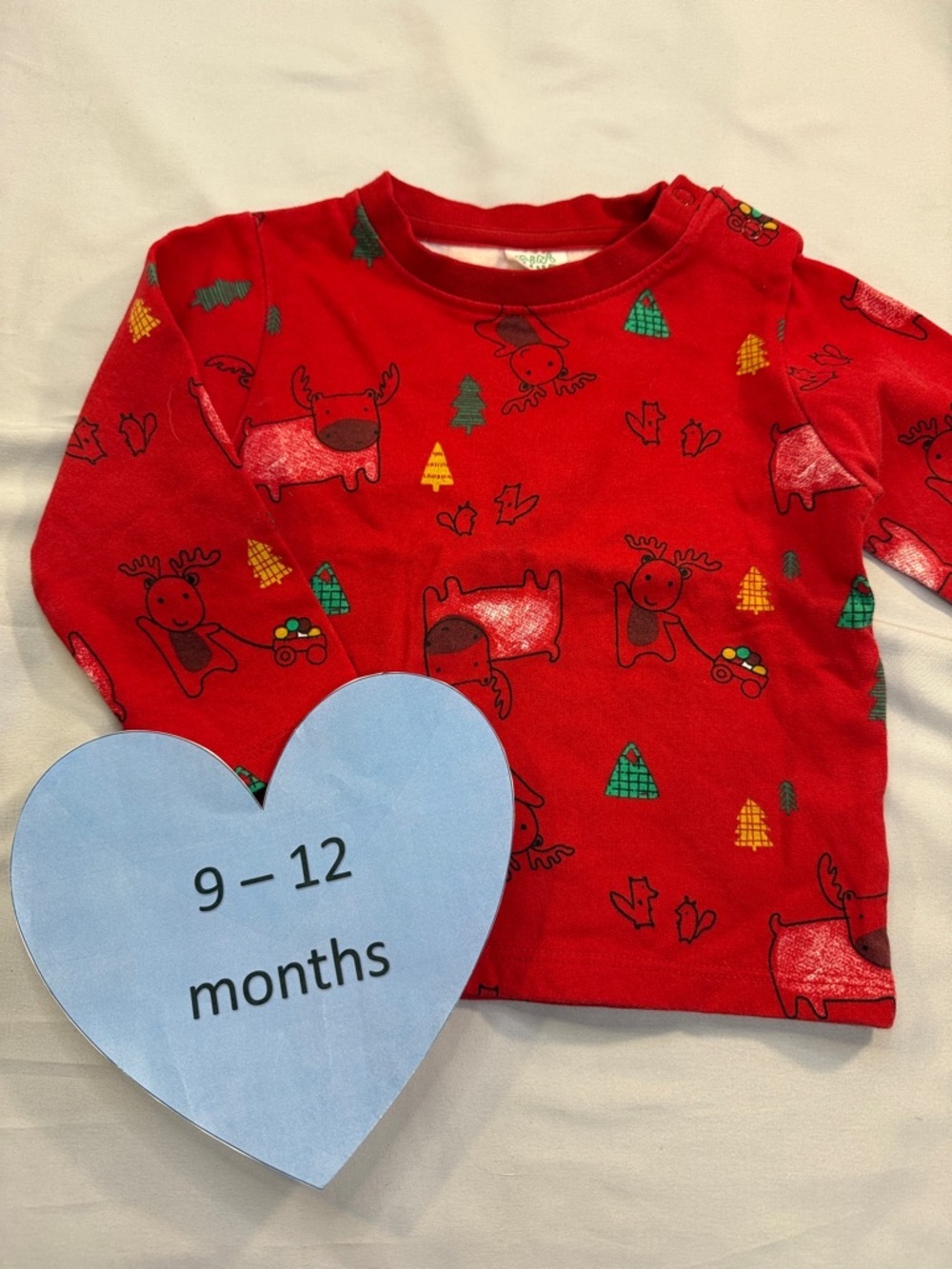 Mini Klub - Red Kids Shirt with Moose Print - Winter Theme